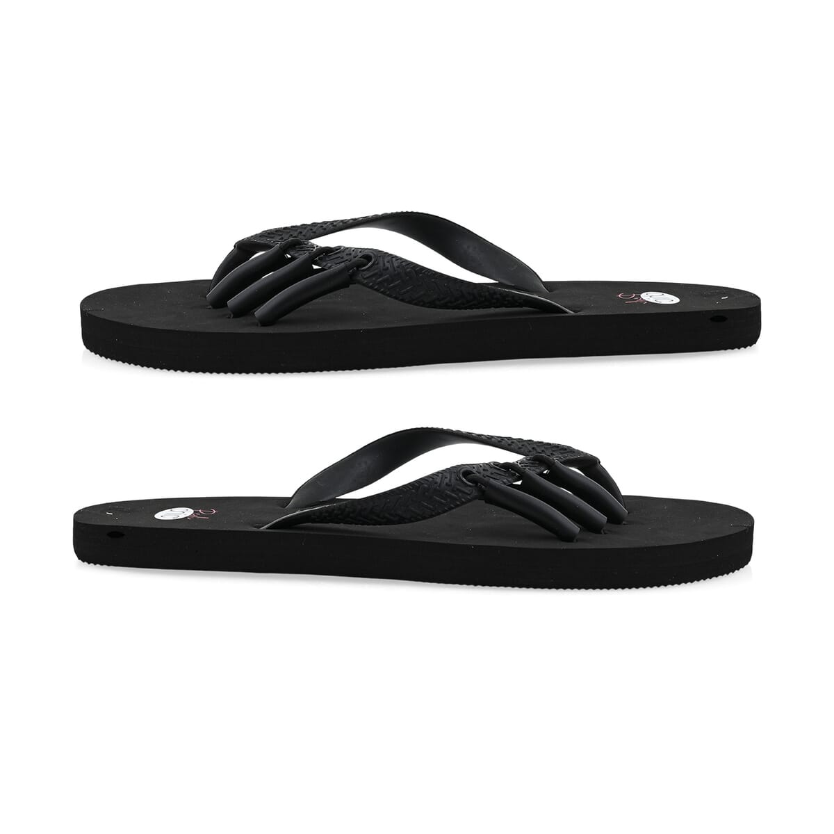 Pedi-Chic Black Flip Flops - L image number 2