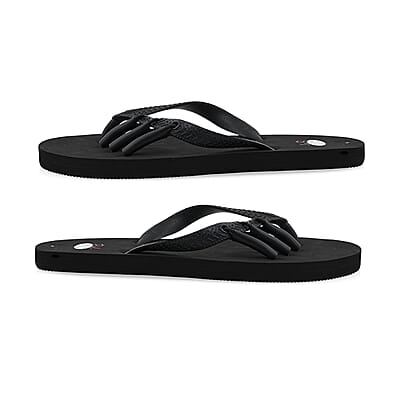 Pedi-Chic Black Flip Flops - L