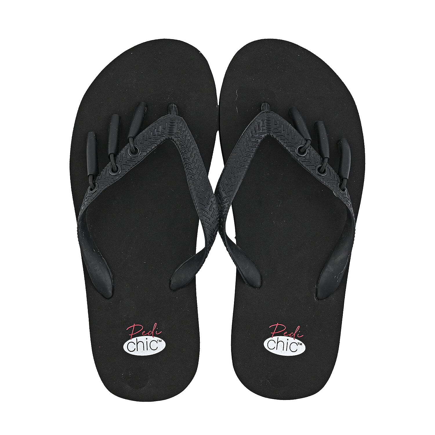 Pedi-Chic Black Flip Flops - L