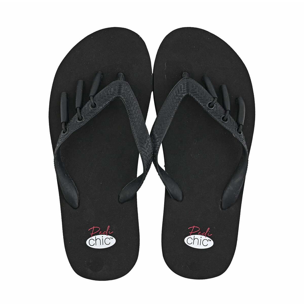 Pedi-Chic Black Flip Flops - L image number 3
