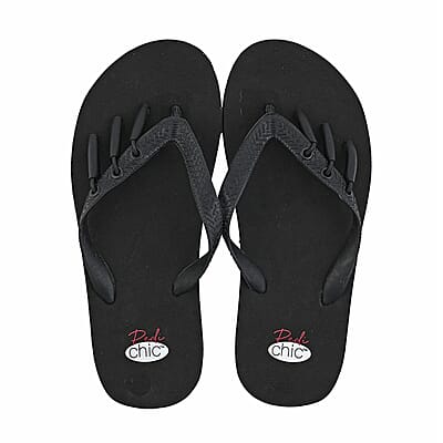 Pedi-Chic Black Flip Flops - L