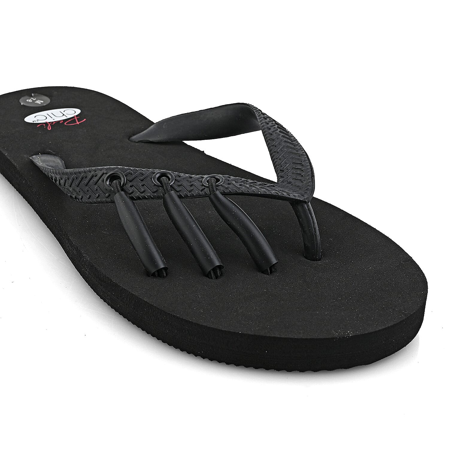 Pedi-Chic Black Flip Flops - L