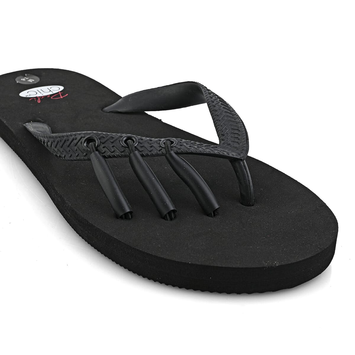 Pedi-Chic Black Flip Flops - L image number 4