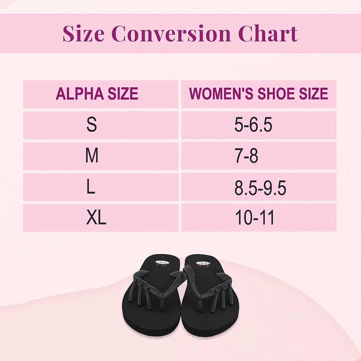 Pedi-Chic Black Flip Flops - L