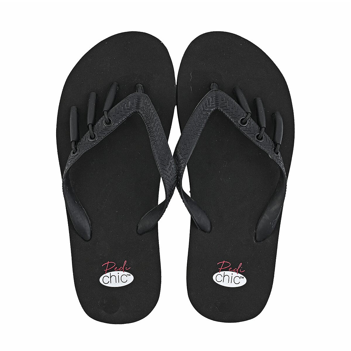 Pedi-Chic Black Flip Flops - M image number 3
