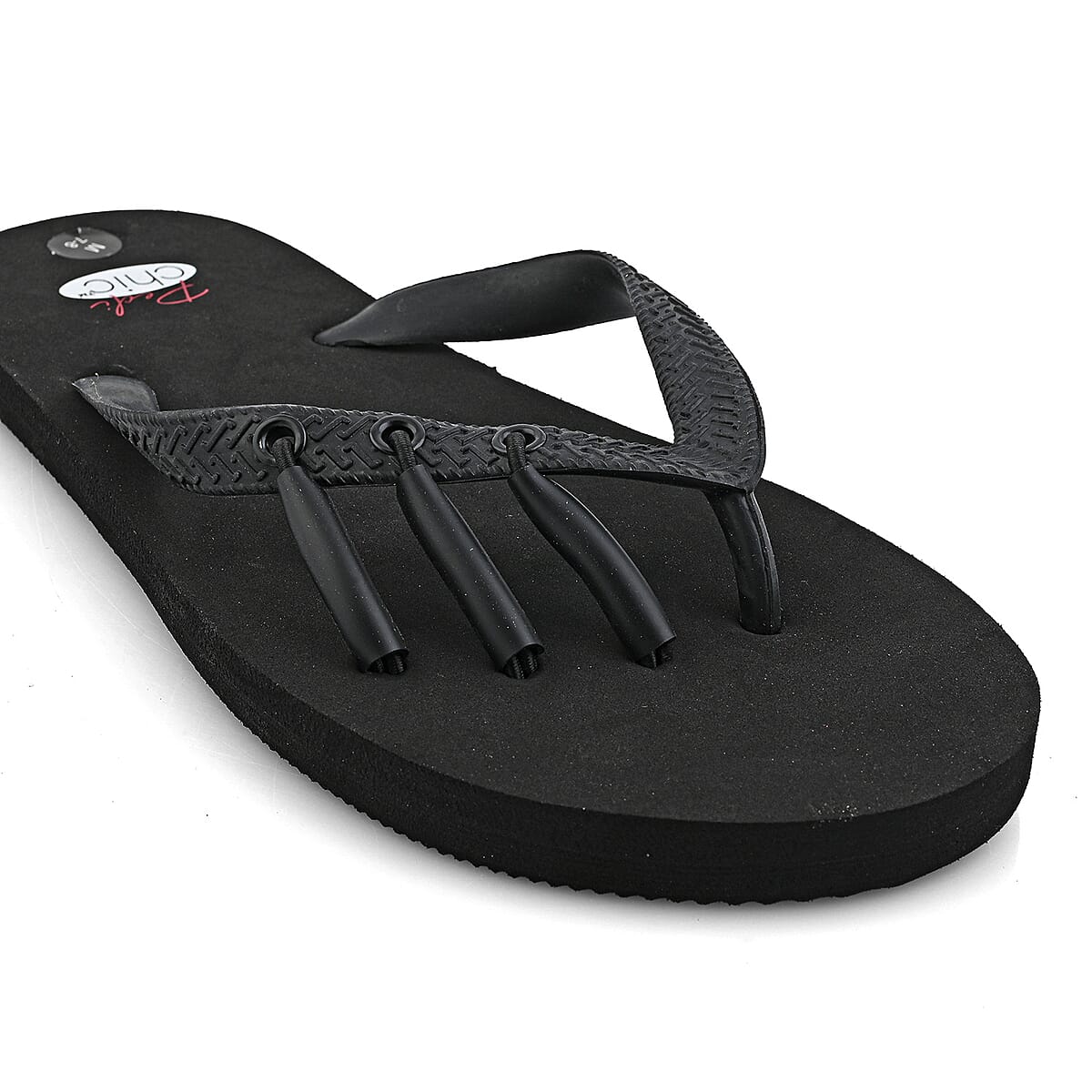 Pedi-Chic Black Flip Flops - M image number 4
