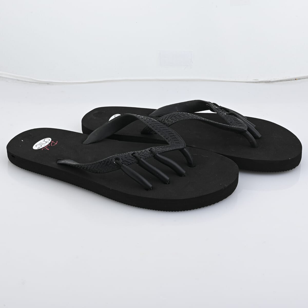 Pedi-Chic Black Flip Flops - XL image number 0
