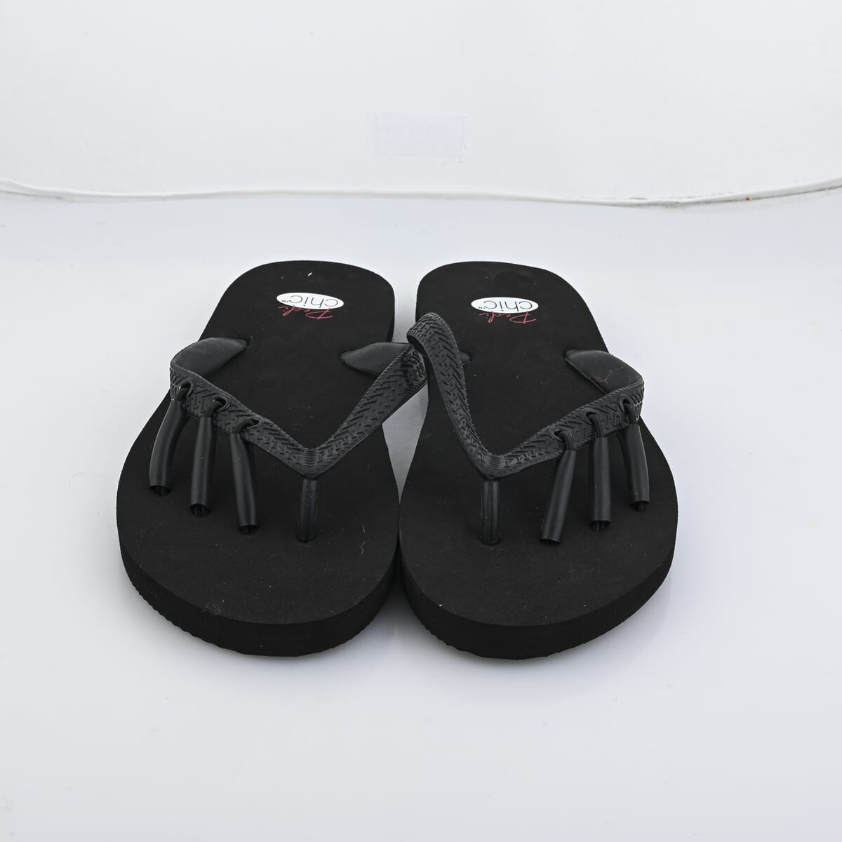 Pedi-Chic Black Flip Flops - XL image number 1