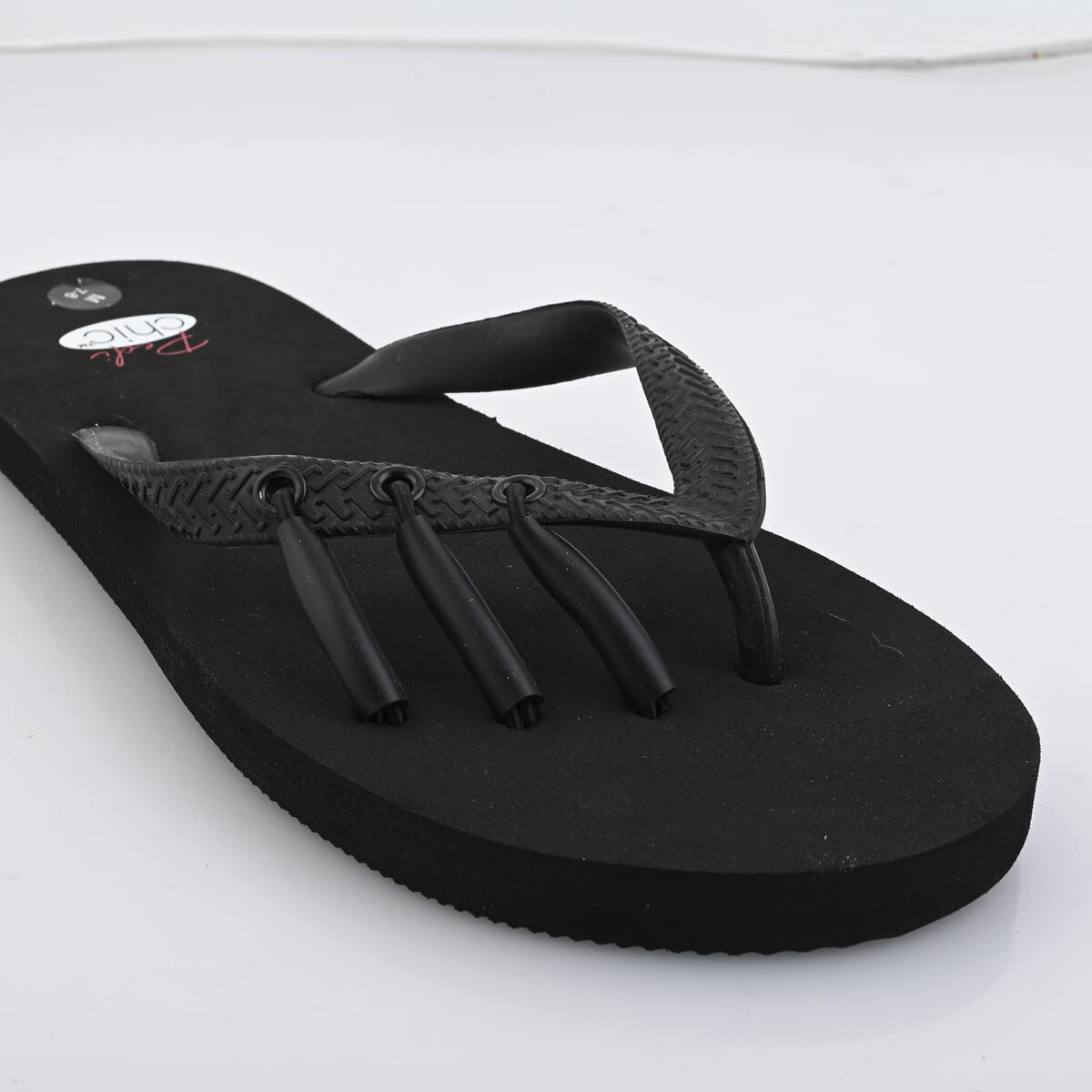 Pedi-Chic Black Flip Flops - XL image number 4