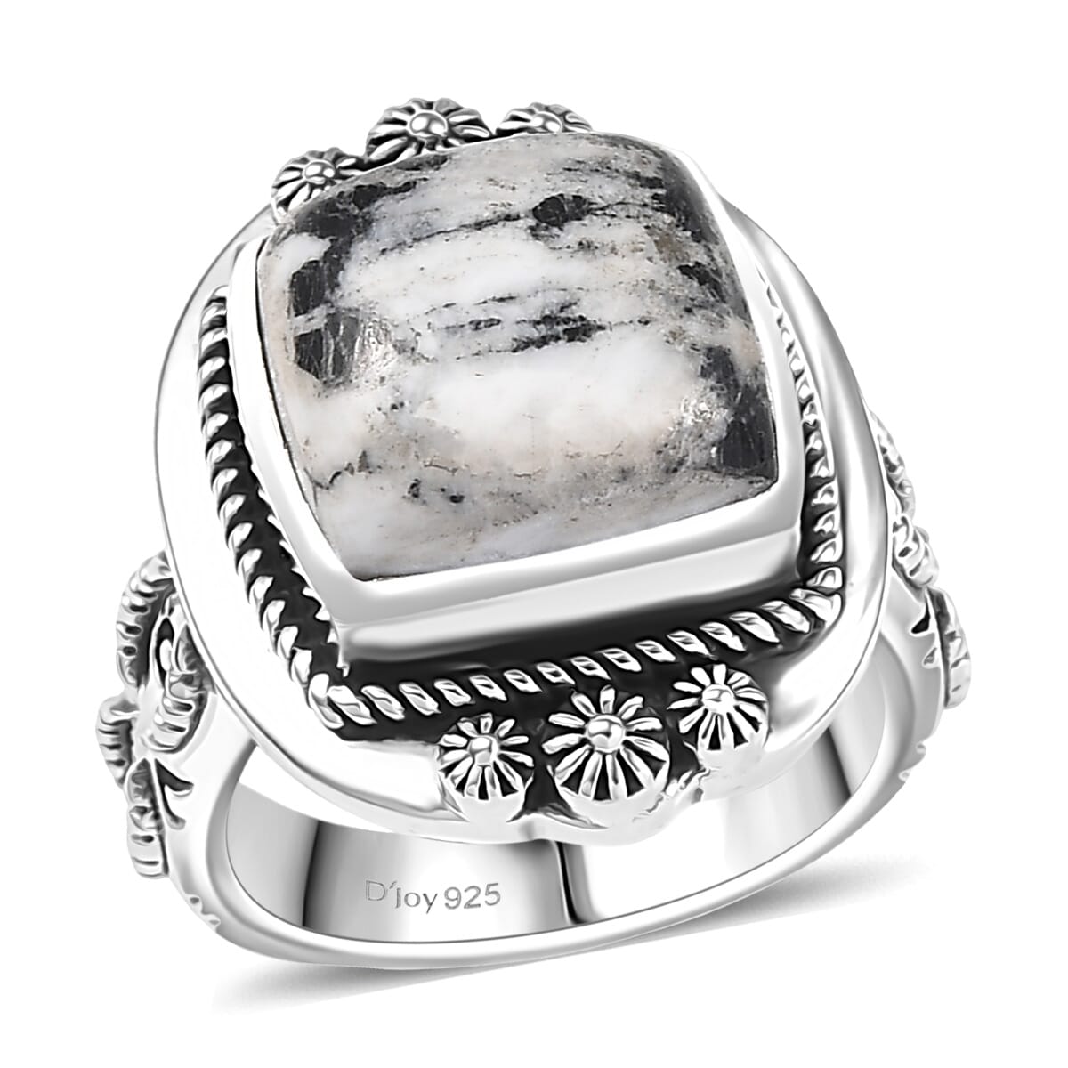 D’Joy Artisan Crafted White Buffalo 8.25 ctw Ring in Sterling Silver (Size 10.0)  image number 0