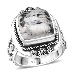D’Joy Artisan Crafted White Buffalo 8.25 ctw Ring in Sterling Silver (Size 10.0) 