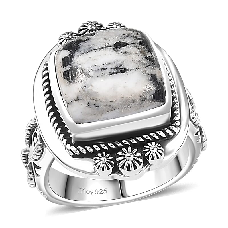 D'Joy Artisan Crafted White Buffalo 8.25 ctw Ring in Sterling Silver (Size 10.0) 