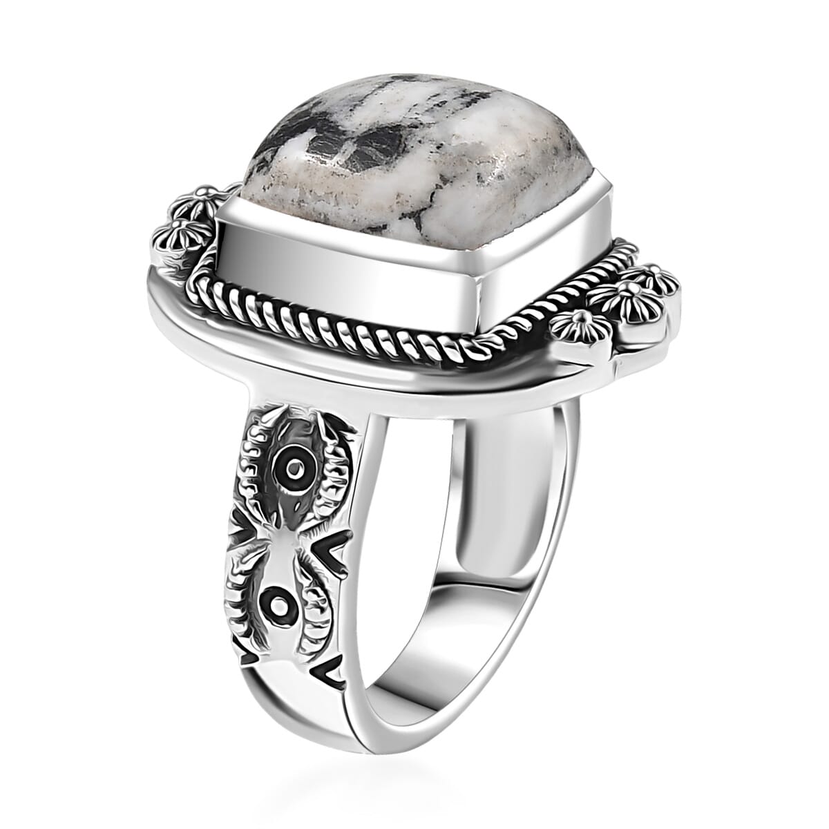 D’Joy Artisan Crafted White Buffalo 8.25 ctw Ring in Sterling Silver (Size 10.0)  image number 3
