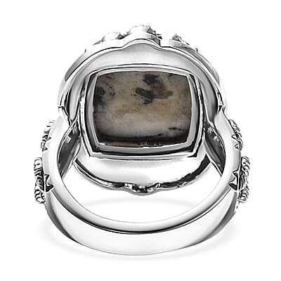 D'Joy Artisan Crafted White Buffalo 8.25 ctw Ring in Sterling Silver (Size 10.0) 