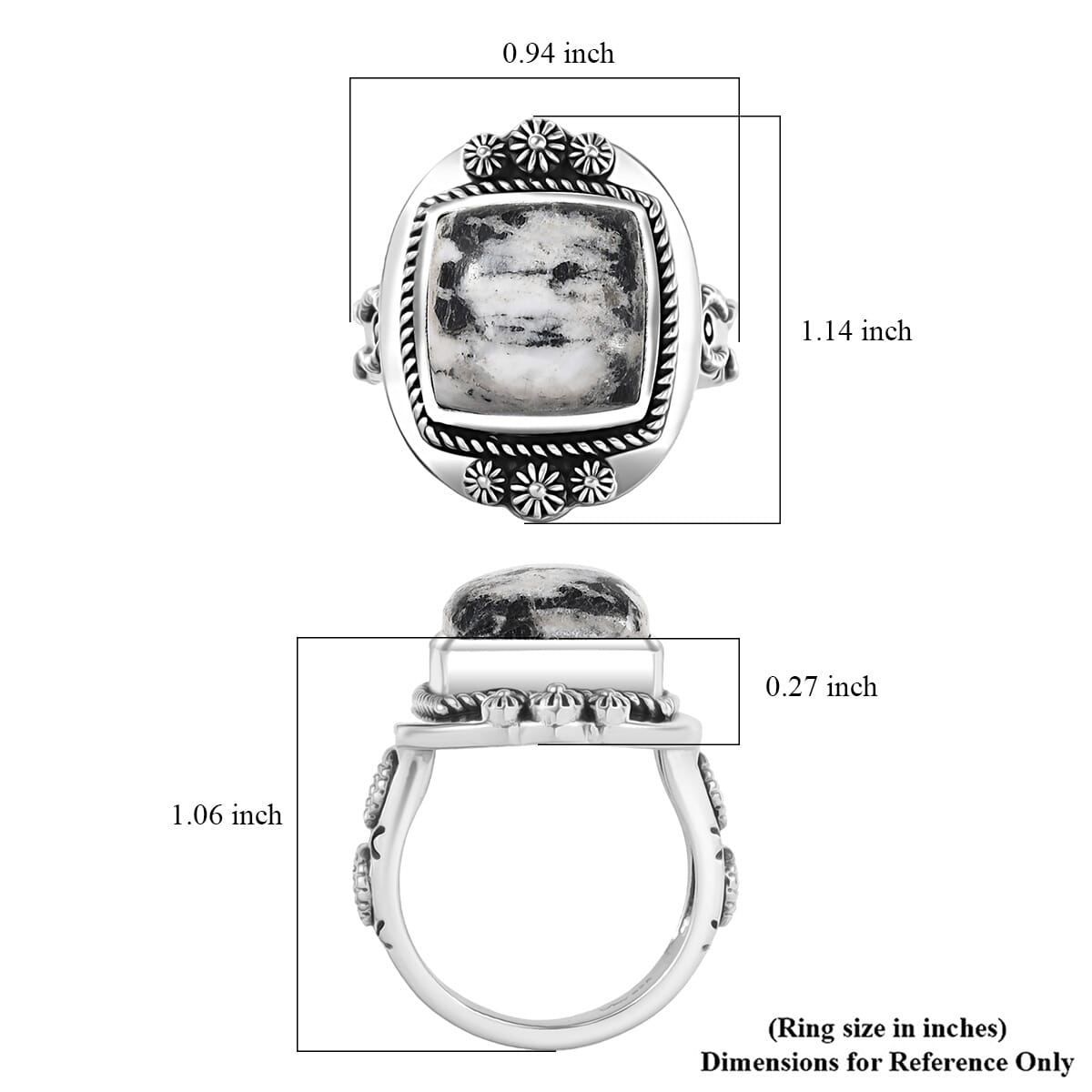 D’Joy Artisan Crafted White Buffalo 8.25 ctw Ring in Sterling Silver (Size 10.0)  image number 5