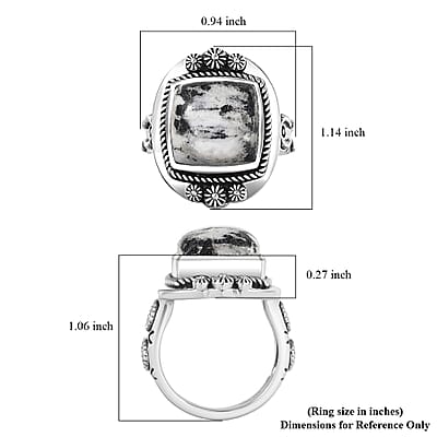 D'Joy Artisan Crafted White Buffalo 8.25 ctw Ring in Sterling Silver (Size 10.0) 