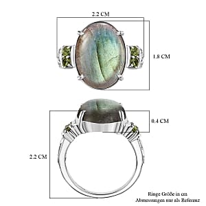 EverTrue Labradorite and Sky Bue Topaz 4.00 ctw Ring in Stainless Steel (Size 5.5)