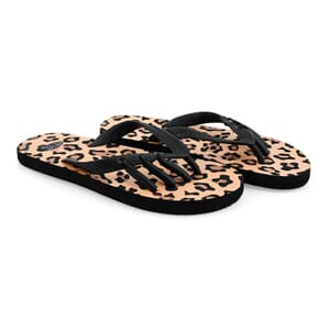 Pedi-Chic Black and Tan Leopard Pattern Flip Flops - S