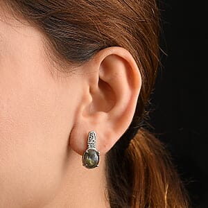 EverTrue Malagasy Labradorite and Sky Blue Topaz 8.90 ctw Earrings in Stainless Steel