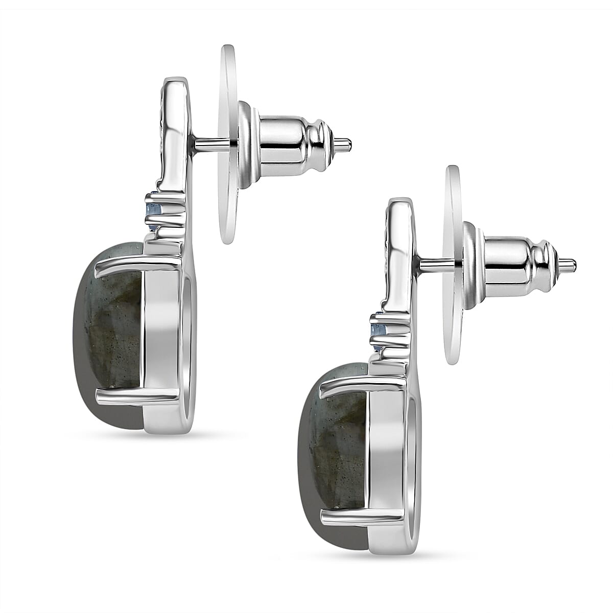 EverTrue Malagasy Labradorite and Sky Blue Topaz 8.90 ctw Earrings in Stainless Steel