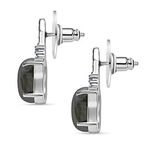 EverTrue Malagasy Labradorite and Sky Blue Topaz 8.90 ctw Earrings in Stainless Steel
