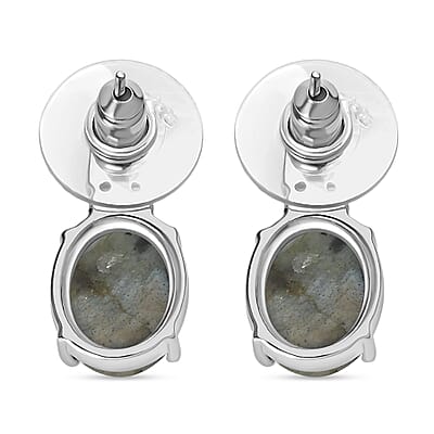 EverTrue Malagasy Labradorite and Sky Blue Topaz 8.90 ctw Earrings in Stainless Steel