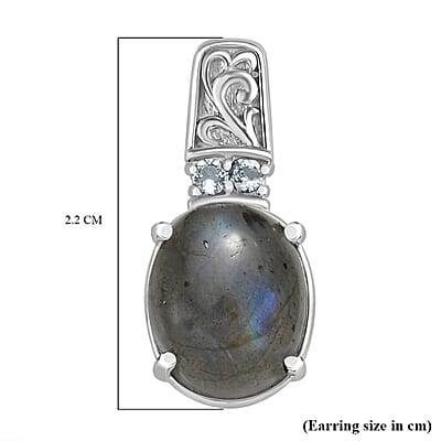 EverTrue Malagasy Labradorite and Sky Blue Topaz 8.90 ctw Earrings in Stainless Steel