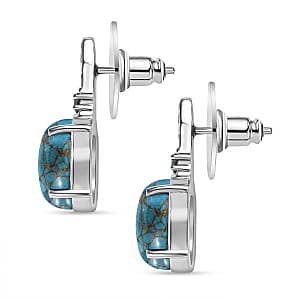 EverTrue Mojave Blue Turquoise and Sky Blue Topaz 6.40 ctw Earrings in Stainless Steel