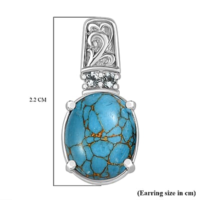 EverTrue Mojave Blue Turquoise and Sky Blue Topaz 6.40 ctw Earrings in Stainless Steel