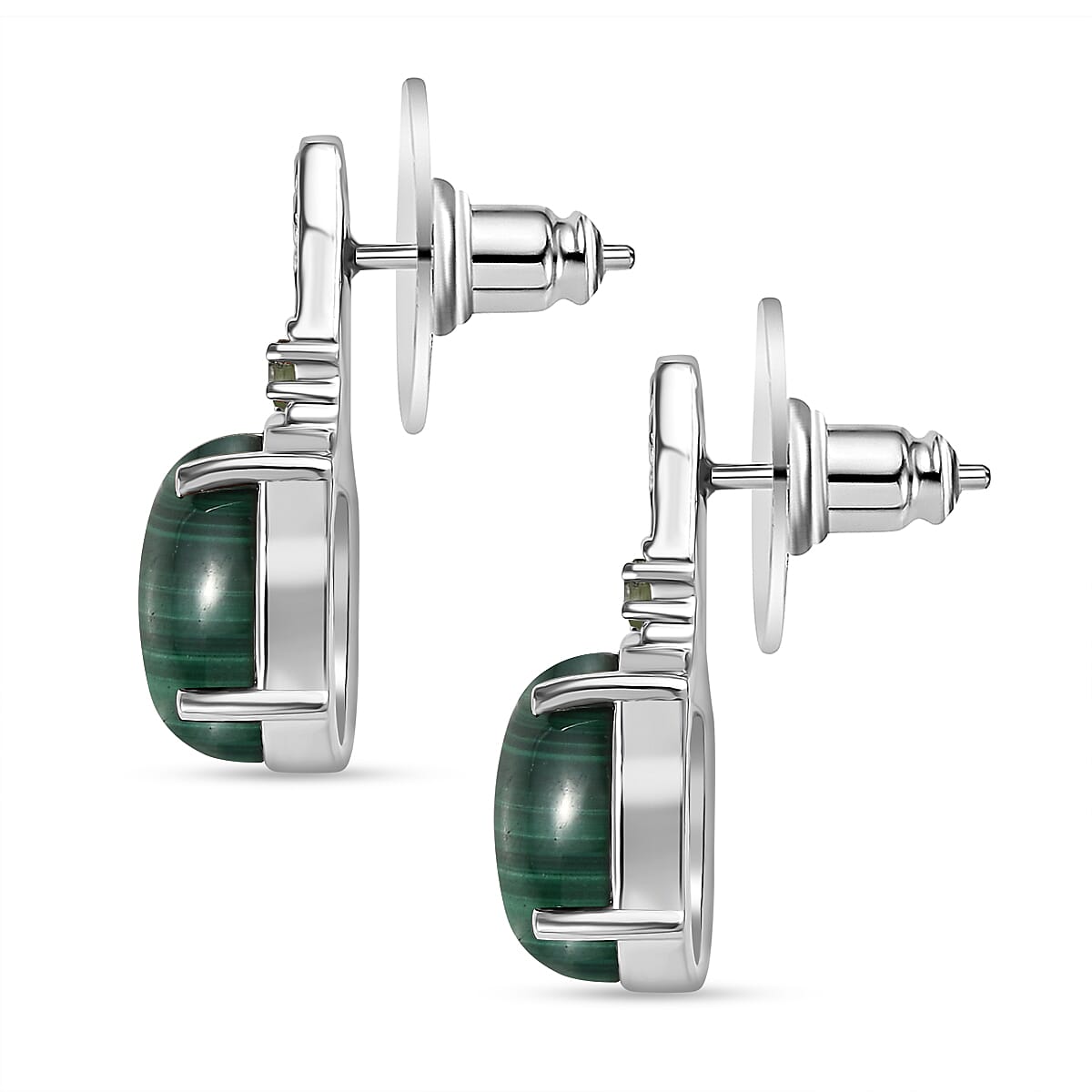 EverTrue African Malachite and Hebei Peridot 10.50 ctw Earrings in Stainless Steel