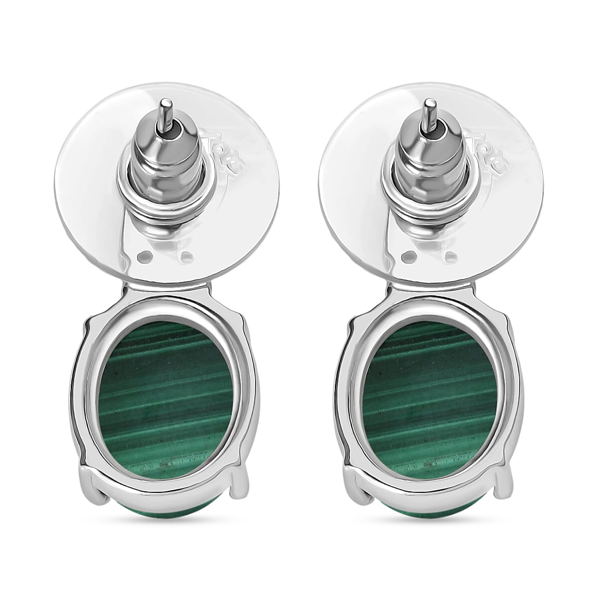 EverTrue African Malachite and Hebei Peridot 10.50 ctw Earrings in Stainless Steel