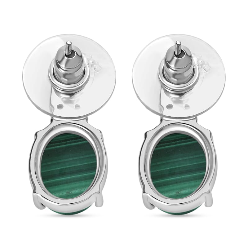 EverTrue African Malachite and Hebei Peridot 10.50 ctw Earrings in Stainless Steel