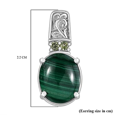 EverTrue African Malachite and Hebei Peridot 10.50 ctw Earrings in Stainless Steel