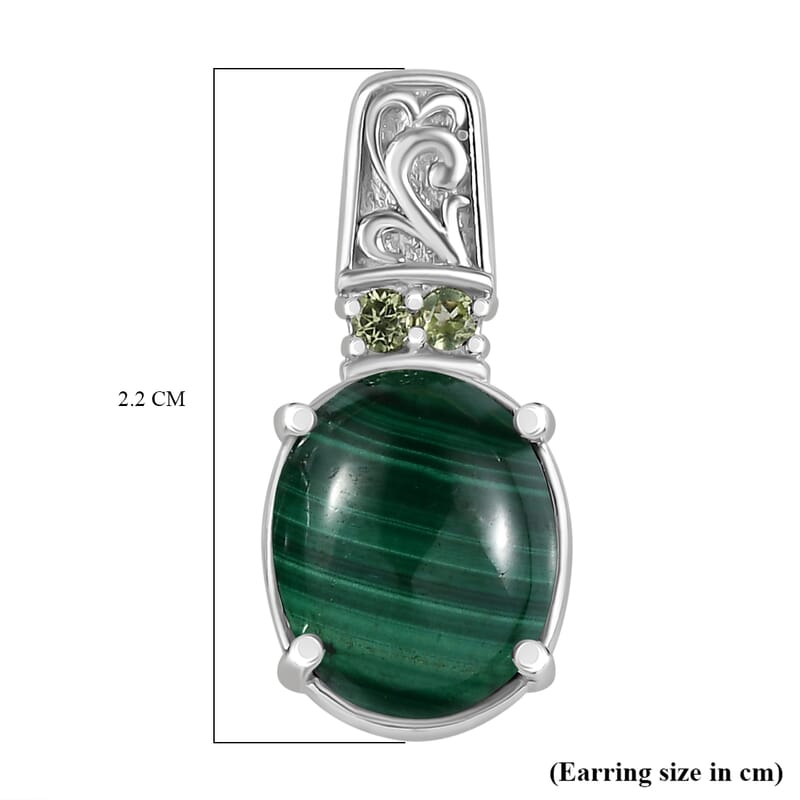 EverTrue African Malachite and Hebei Peridot 10.50 ctw Earrings in Stainless Steel