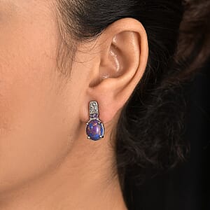 EverTrue Mojave Purple Turquoise and African Amethyst 6.60 ctw Earrings in Stainless Steel