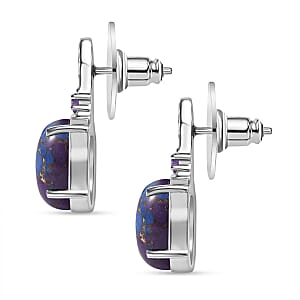 EverTrue Mojave Purple Turquoise and African Amethyst 6.60 ctw Earrings in Stainless Steel