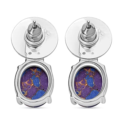 EverTrue Mojave Purple Turquoise and African Amethyst 6.60 ctw Earrings in Stainless Steel