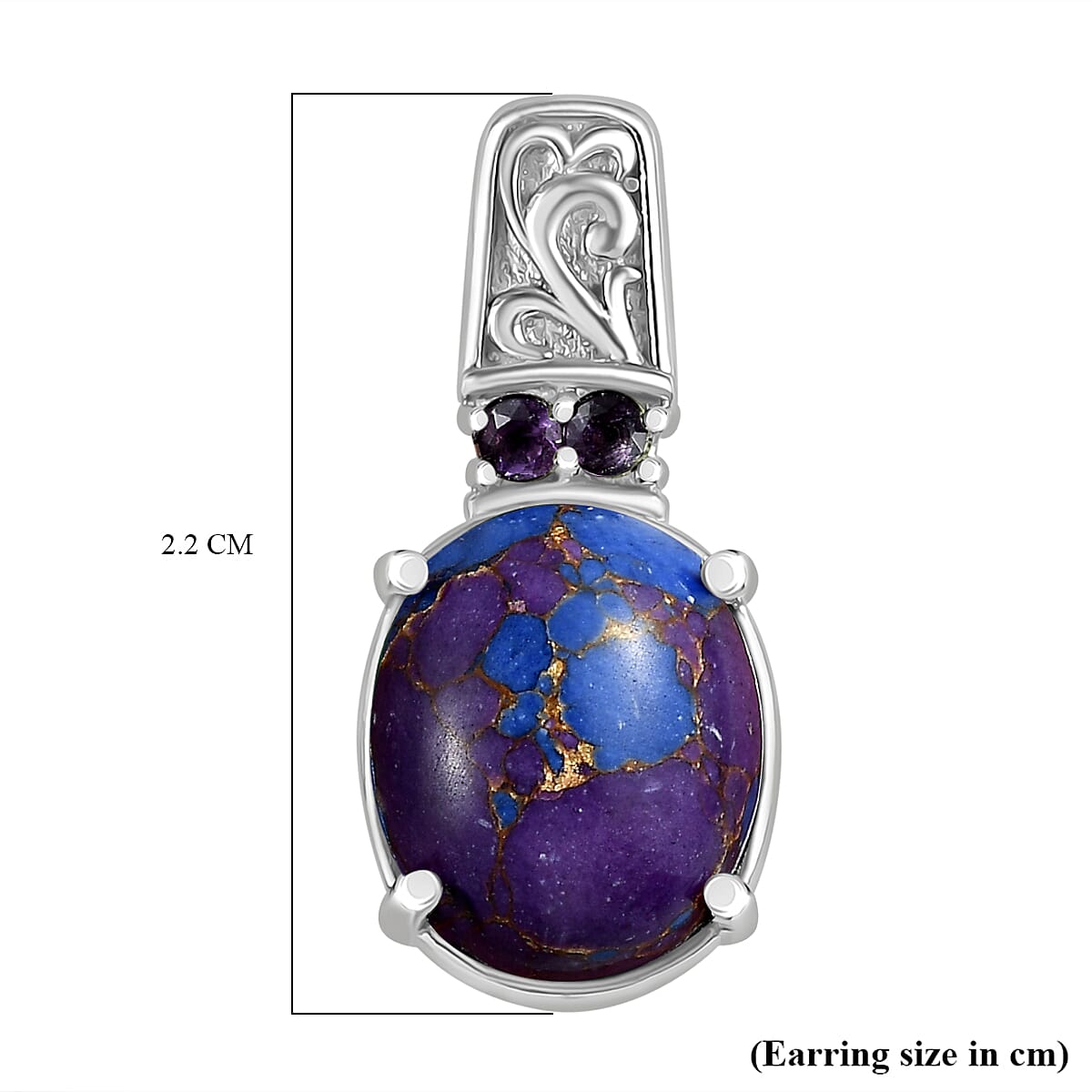 EverTrue Mojave Purple Turquoise and African Amethyst 6.60 ctw Earrings in Stainless Steel