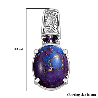 EverTrue Mojave Purple Turquoise and African Amethyst 6.60 ctw Earrings in Stainless Steel