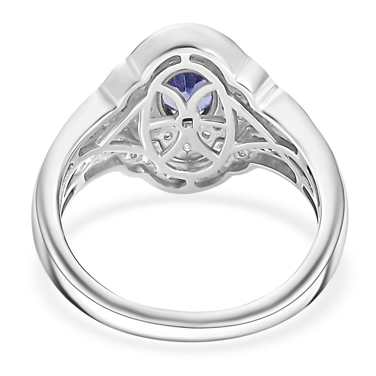 D'Joy Catalina Iolite and White Zircon 1.75 ctw Nebula Crown Ring in Rhodium Over Sterling Silver (Size 10.0) image number 3