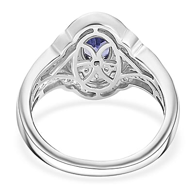 D'Joy Catalina Iolite and White Zircon 1.75 ctw Nebula Crown Ring in Rhodium Over Sterling Silver (Size 10.0)