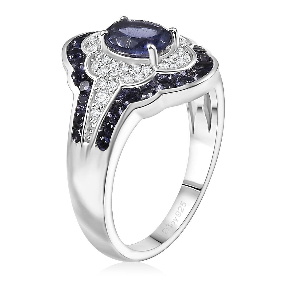 D'Joy Catalina Iolite and White Zircon 1.75 ctw Nebula Crown Ring in Rhodium Over Sterling Silver (Size 6.0) image number 2