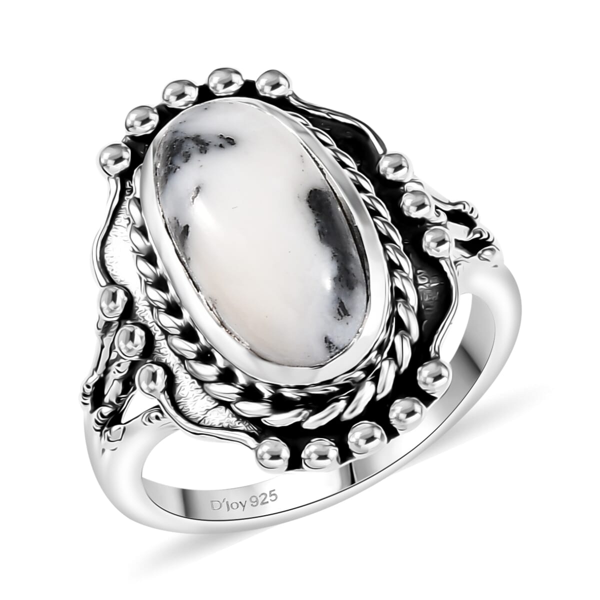 D’Joy Artisan Crafted White Buffalo 3.60 ctw Spirit Ring in Sterling Silver (Size 10.0)  image number 0