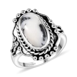 D’Joy Artisan Crafted White Buffalo 3.60 ctw Spirit Mesa Ring in Sterling Silver (Size 10.0) 