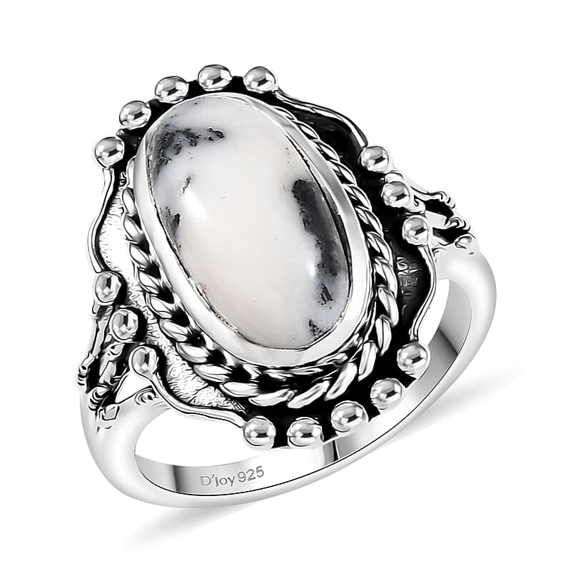 D'Joy Artisan Crafted White Buffalo 3.60 ctw Spirit Ring in Sterling Silver (Size 10.0) 