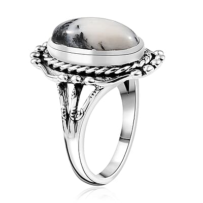 D'Joy Artisan Crafted White Buffalo 3.60 ctw Spirit Ring in Sterling Silver (Size 10.0) 
