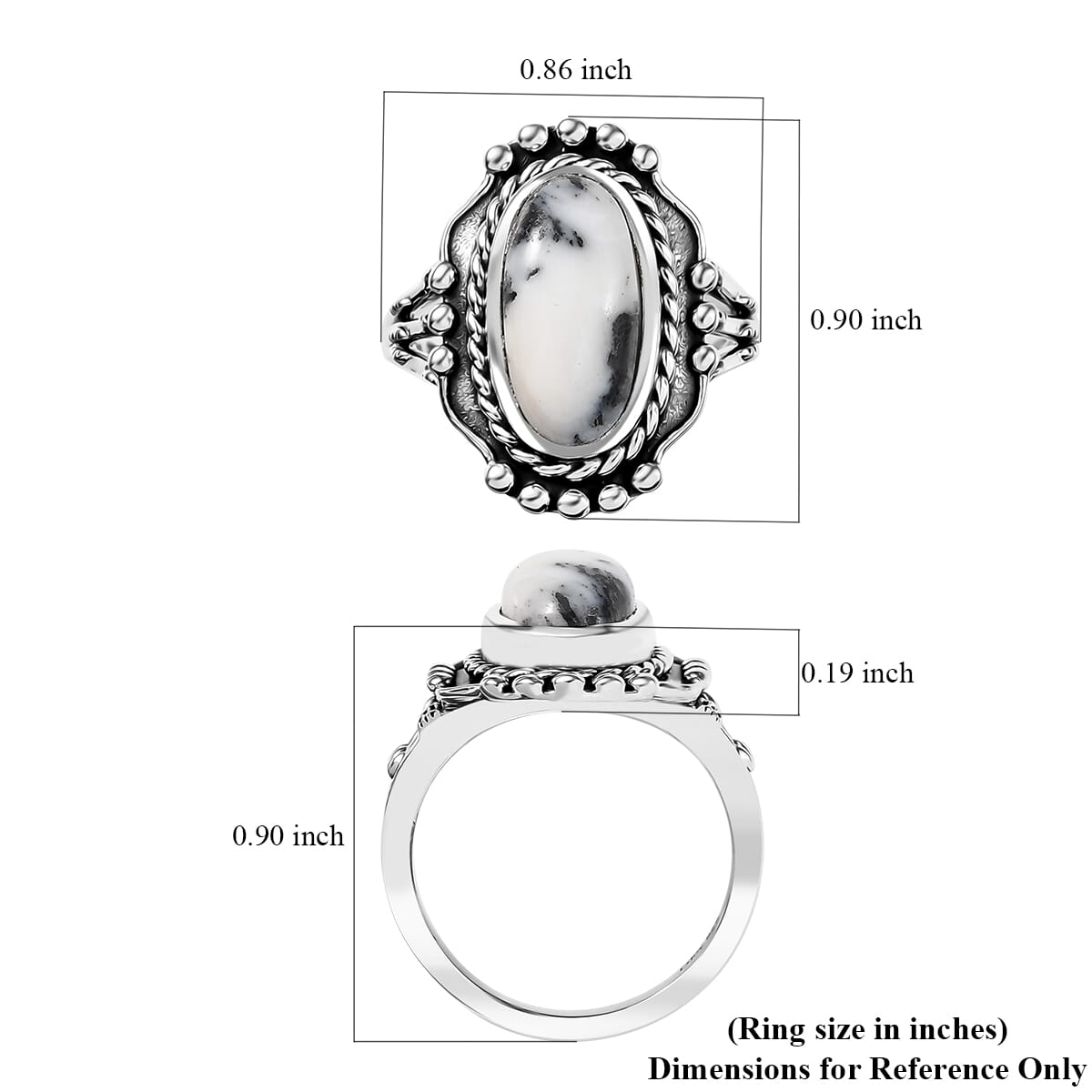 D’Joy Artisan Crafted White Buffalo 3.60 ctw Spirit Ring in Sterling Silver (Size 10.0)  image number 5
