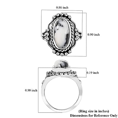 D'Joy Artisan Crafted White Buffalo 3.60 ctw Spirit Ring in Sterling Silver (Size 10.0) 