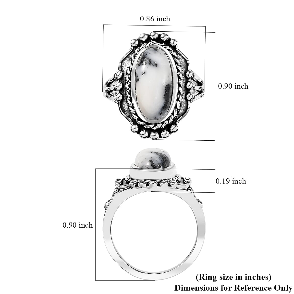 D'Joy Artisan Crafted White Buffalo 3.60 ctw Spirit Ring in Sterling Silver (Size 6.0)  image number 5