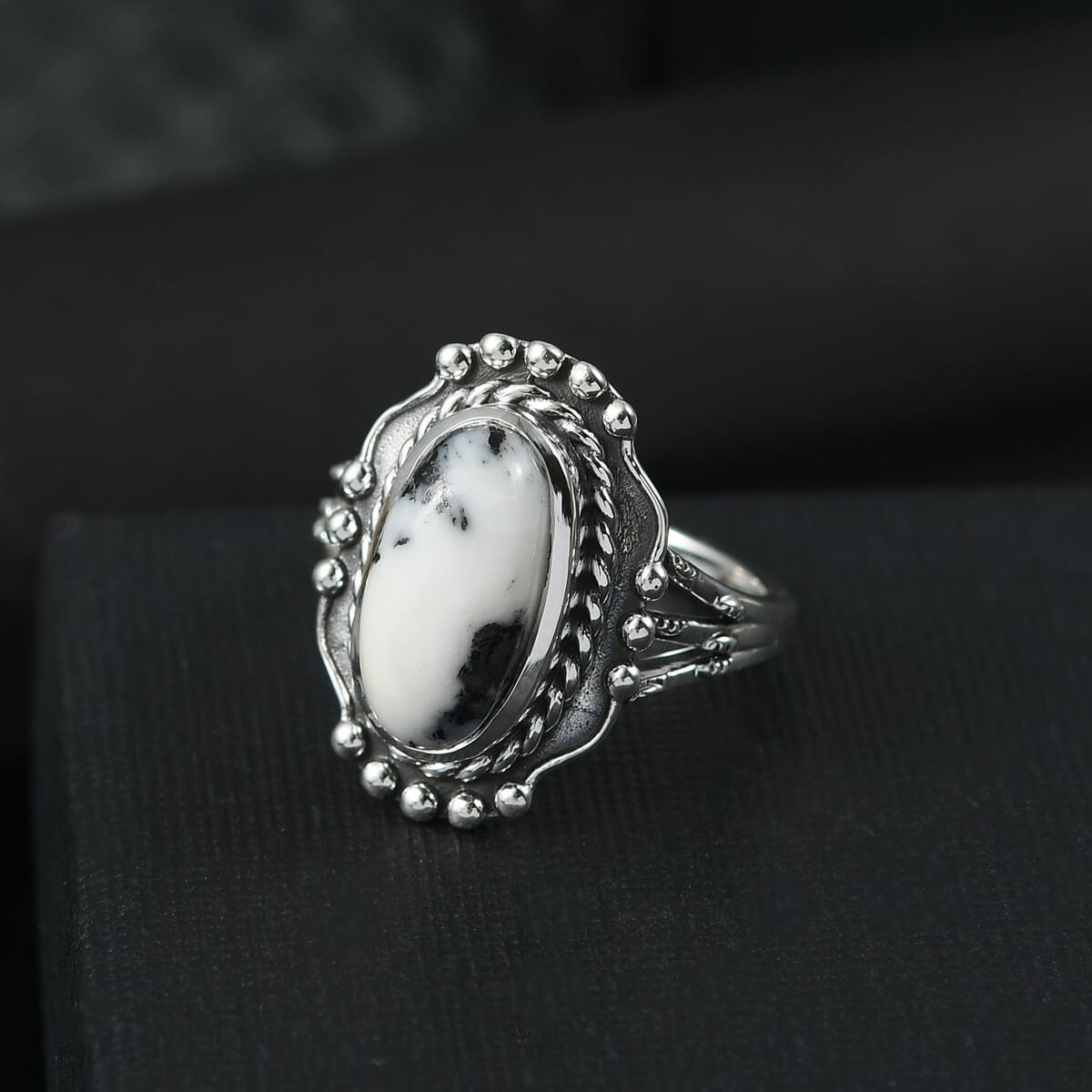 D’Joy Artisan Crafted White Buffalo 3.60 ctw Spirit Ring in Sterling Silver (Size 7.0)  image number 1
